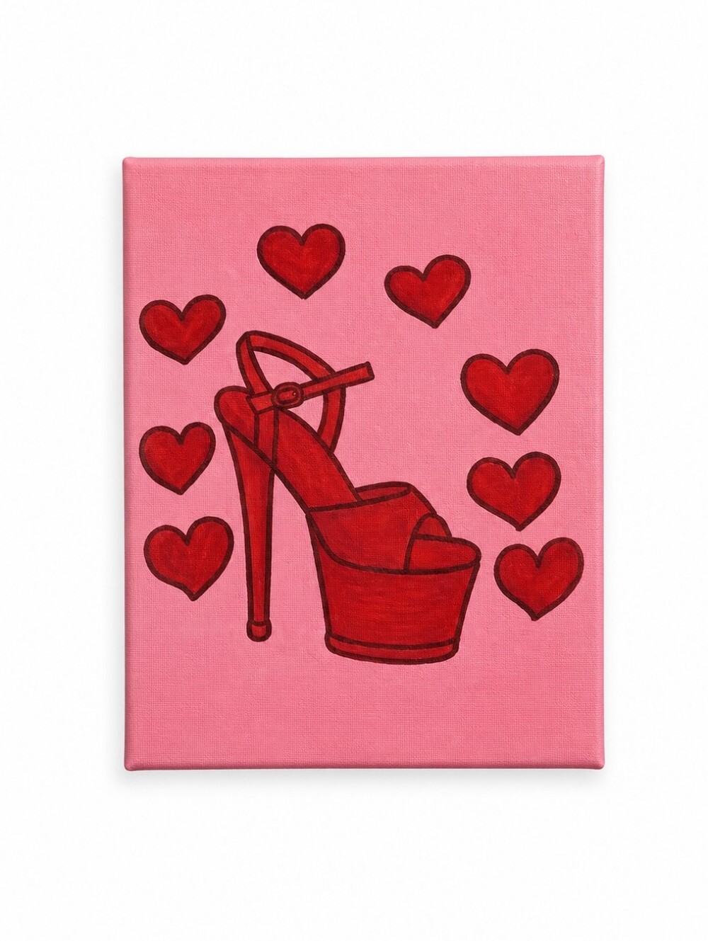Red Platform Canvas Painting 8x10